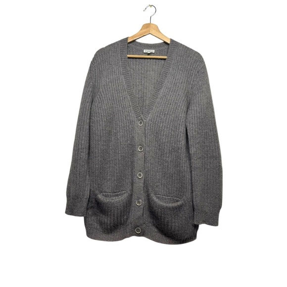 CLAUDIE PIERLOT Mohair Wool Button-Up Cardigan Gray 2 - Picture 3 of 9